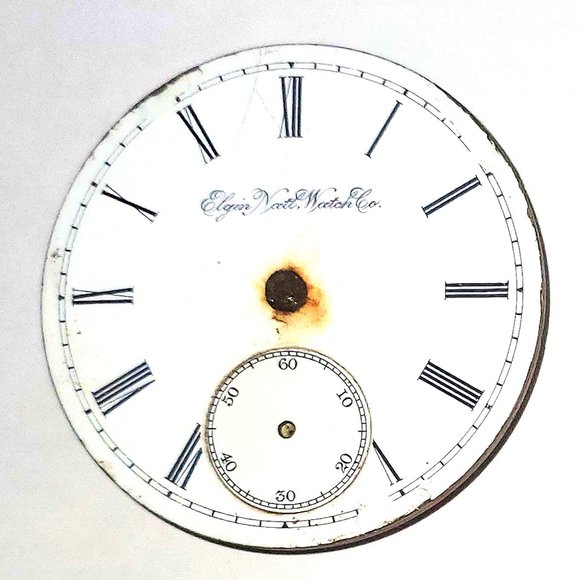 4 Vintage Pocket Watch Faces/Dials Porcelain Brass Movement Part Gears Steampunk - Picture 3 of 10